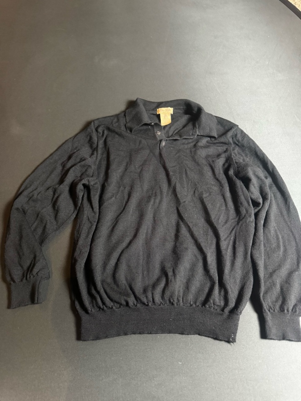 Mario Gelmi Italian Wool Cropped Polo Sweater Black XL Luxury